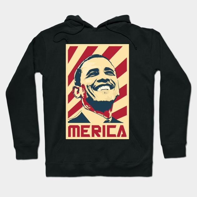 Barack Obama Merica Retro Propaganda Hoodie by Nerd_art